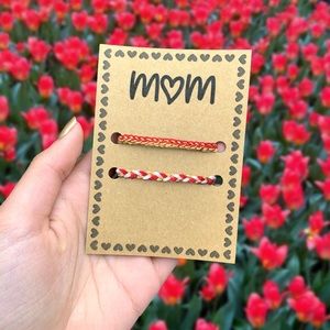 Set of 2 Braided Bracelets with “mom” card